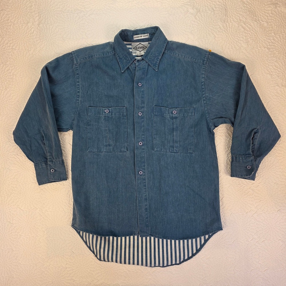 Vintage 1988 Levis Diamond Label Denim Shirt Mens Medium Blue Cotton 60573-2318